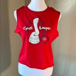 Red Sleeveless Cyndi Lauper t shirt and year of the snake! 🐍 2025